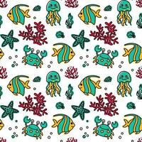 Sea life, summer print for kid textile and other products. Seamless pattern. Vector. vector