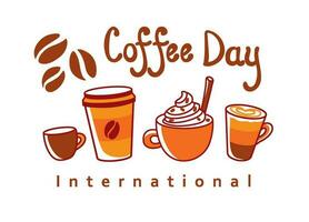 Different types coffee. Coffee beans. Banner. International coffee day vector