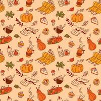Autumn mood. Cozy objects. Seamless pattern vector