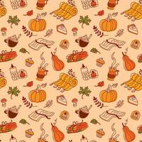 Autumn mood. Cozy objects. Seamless pattern vector