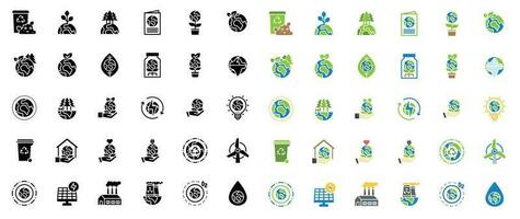 Earth Day Ecology and Environment Icon set. Nature Renewable Energy Icons. Eco Friendly Outline Vector Icon Sign