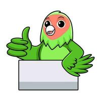 Cute peach faced love bird cartoon giving thumb up vector