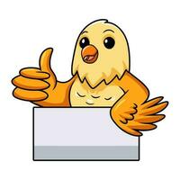 Cute creamino lovebird cartoon giving thumb up vector