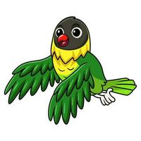 Cute yellow collared love bird cartoon flying vector