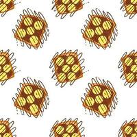 Banana toast with chocolate. Vector illustration. Seamless pattern