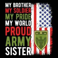 My Brother my Soldier my pride My World Proud Army Sister vector