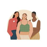 De las mujeres racial diversidad plano ilustración vector