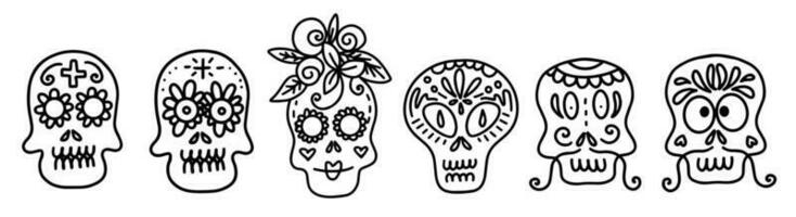 set of funny sugar skulls vector