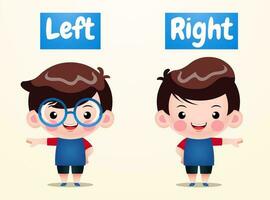 Cute Boy Instance Opposite Words Right Wrong vector