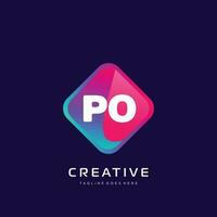 PO initial logo With Colorful template vector