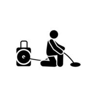 Clog, drain, plumber, man vector icon