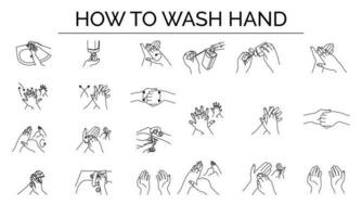 lavar manos icono conjunto ilustracion vector