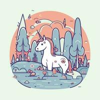 linda y vistoso kawaii unicornio ilustración Perfecto para ninguna divertido y caprichoso diseño proyecto vector