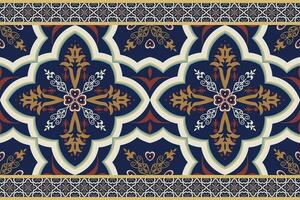 étnico frontera geométrico floral modelo. étnico geométrico floral forma sin costura modelo Arábica estilo. utilizar para tela, textil, alfombra, alfombra, arquitectónico adornos, hogar decoración elementos, etc vector