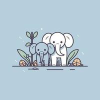 A cute and kawaii elephant with big, round eyes and a playful expression, perfect for kids' designs and fun projects vector