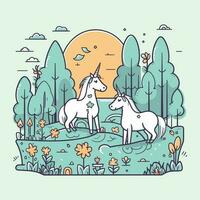 cute and colorful kawaii unicorn illustration perfect for any fun and whimsical design project vector