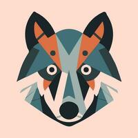 Cute wolf head flat design logo illustration vector