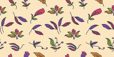 Seamless Floral Pattern with Colorful Cartoon Style. Flower Motif. Suitable for Wallpaper, Wrapping Paper, Background, Fabric, Textile, Apparel, and Card Design vector