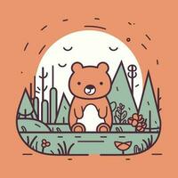 un encantador y adorable kawaii oso ilustración, Perfecto para utilizar en para niños libros, sitios web, o como un linda mascota para ninguna marca o produc vector