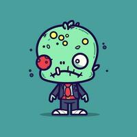 Cute Zombie cartoon helloween monster character scarecrow illustration vector