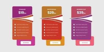 Simple pricing comparison table design with abstract shape vector