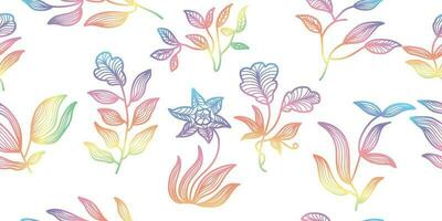 Exotic Seamless Floral Pattern with Colorful Gradient Style. Flower Motif. Suitable for Wallpaper, Wrapping Paper, Background, Fabric, Textile, Apparel, and Card Design vector