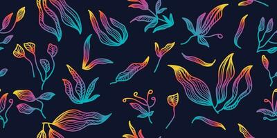 Exotic Seamless Floral Pattern with Colorful Gradient Style. Flower Motif. Suitable for Wallpaper, Wrapping Paper, Background, Fabric, Textile, Apparel, and Card Design vector