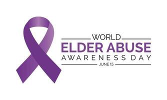 World Elder abuse awareness day June 15 . Banner, poster for awareness of elderly social problem, purple ribbon human cruelty symbol . vector