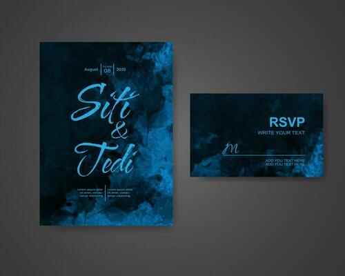 Wedding invitation with abstract watercolor background
