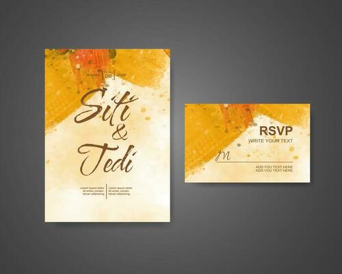 Wedding invitation with abstract watercolor background