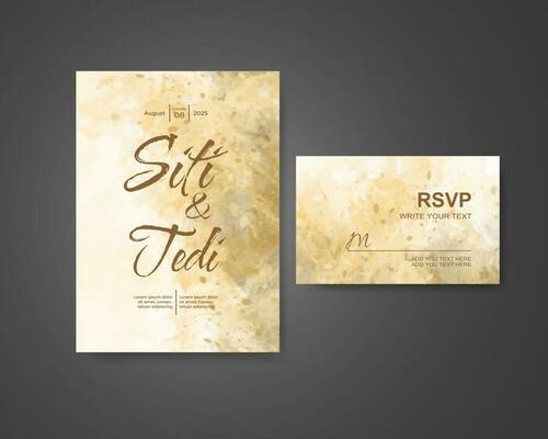 Wedding invitation with abstract watercolor background