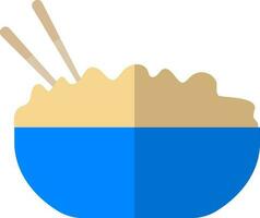 Blue bowl with chopsticks on white background. vector