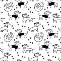 Dachshund dog for you seamless pattern background. wallpaper background doodle. Vector illustration.