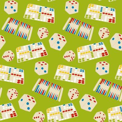 Board game themed seamless pattern. Isolated vector tileable texture background. Series of Gaming and Gambling Patterns.