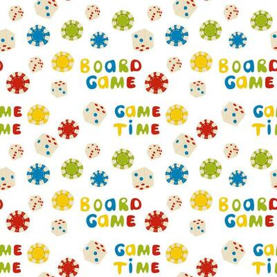 Board game themed seamless pattern. Isolated vector tileable texture background. Series of Gaming and Gambling Patterns.