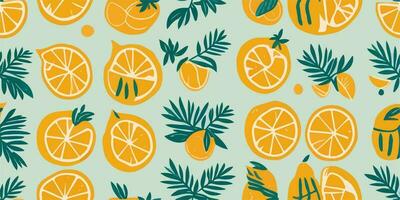 tropical agrios infusión, adornando espacios con naranja patrones vector