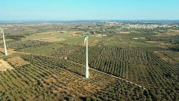 Wind Turbines landscape with blue sky video