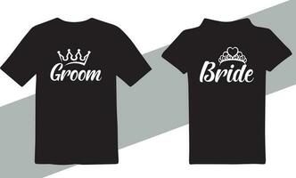 bride and groom t-shirt designs free vector download