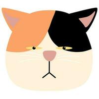 funny face cat head arrogant black and orange vector
