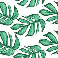 turquoise and green tropical leaves. Seamless graphic design with amazing palms. Fashion, interior, wrapping, packaging suitable. Realistic palm leaves. vector