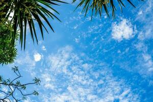 clouds and blue sunny sky,  white clouds over blue sky, Aerial view,  nature blue sky white cleat weather. photo