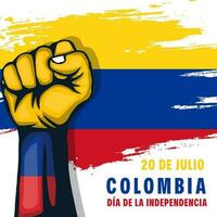 vector 20 de julio colombia dia de la independencia illustration with hand