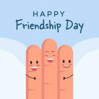 friendship day illustration with three happy finger face vector