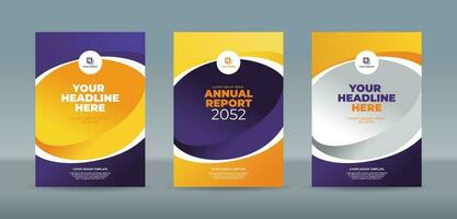 Abstract ellipse and curve with dark purple and orange color background. A4 size book cover template for annual report, magazine, booklet, proposal, portfolio, brochure, poster vector