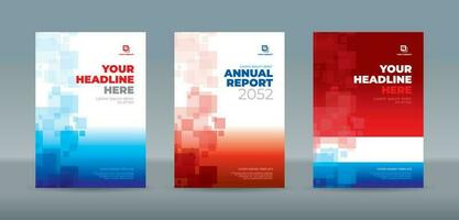 Abstract random transparent rectangle with bright and dark blue and red background - A4 size cover template for annual report, magazine, booklet, proposal, portfolio, brochure, poster vector