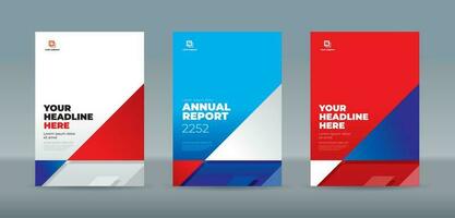 Random modern red, blue and white triangles, book cover template. A4 size book cover template for annual report, magazine, booklet, proposal, portfolio, brochure, poster vector