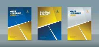 The abstract rectangle on a white, blue, and gold color background. A4 size book cover template for annual report, magazine, booklet, proposal, portfolio, brochure, poster vector
