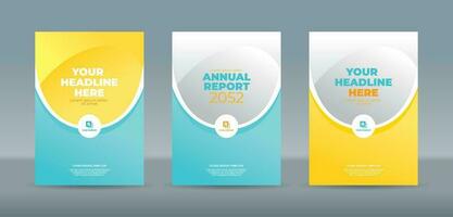 Abstract ellipse and curve with light green and yellow color background. A4 size book cover template for annual report, magazine, booklet, proposal, portfolio, brochure, poster vector