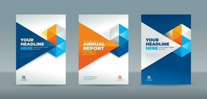 Abstract triangle with dark blue, orange and white color. A4 size book cover template for annual report, magazine, booklet, proposal, portfolio, brochure, poster vector