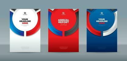 Glass curves in black, blue and red colors form a circle on a white background. A4 size book cover template for annual report, magazine, booklet, proposal, portfolio, brochure, poster vector